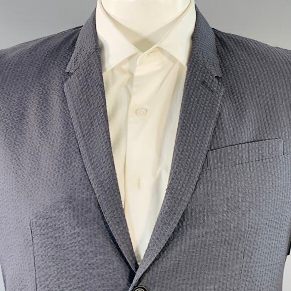 BURBERRY PRORSUM Size 42 Slate Grey Seersucker Cotton Notch Lapel Sport Coat - Picture 2 of 8